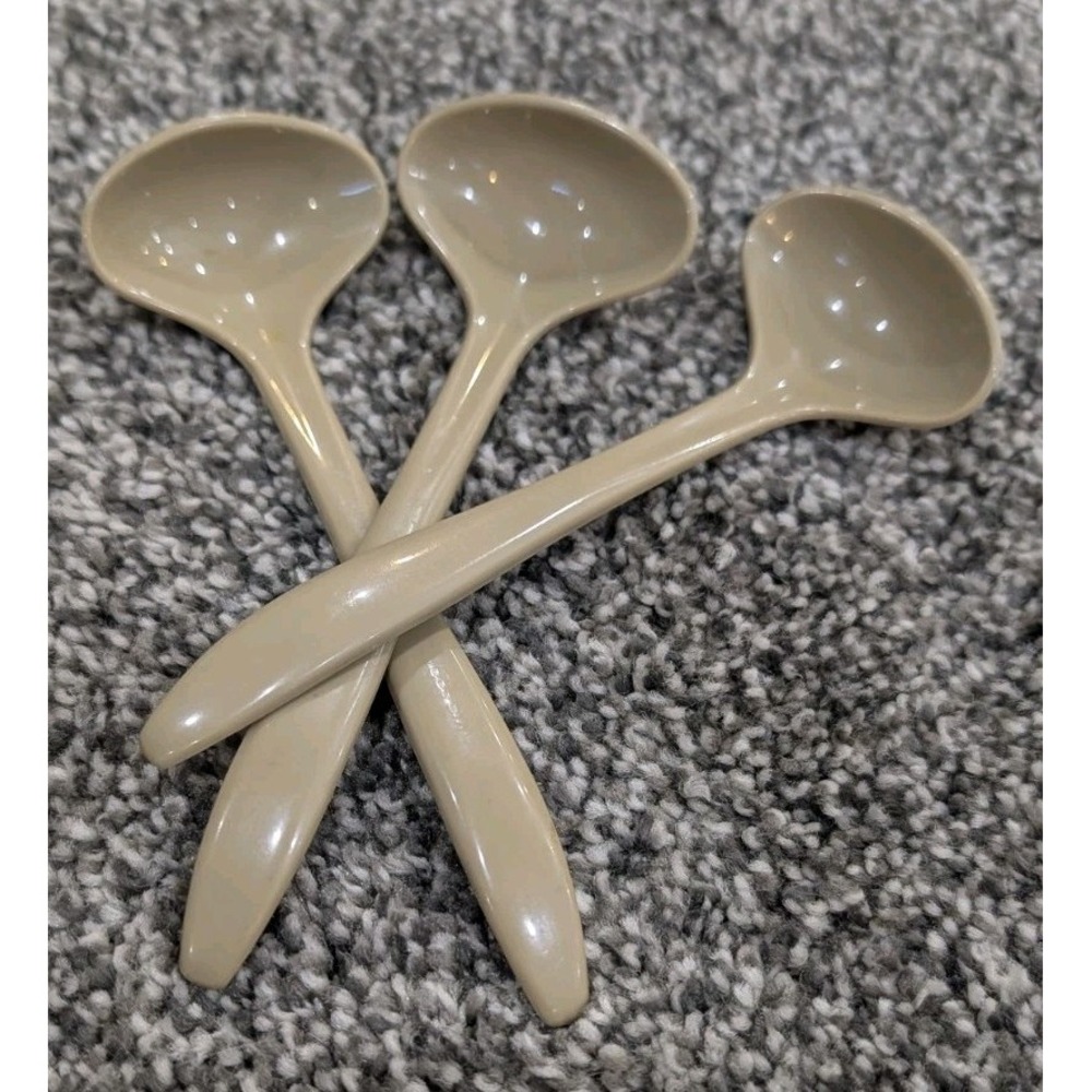 Vintage Tupperware #872 Ladles Condiment Spoons 6" Long Mini Tan Almond Honey 3